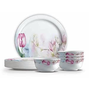 Milton Melamine Floral Dinnerware Set 18-Pieces, Multicolour