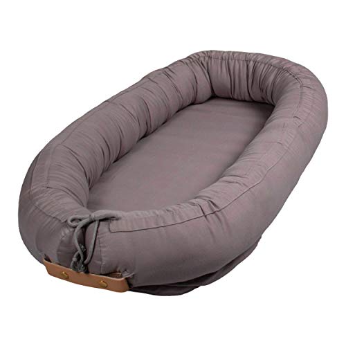 Filibabba® Premium Multifunktionales Kapok Babynest für Neugeborene und Kleinkinder | Größe: 85 x 50 cm | Super Weich | GOTS Bio Baumwolle (Kapok Grey)