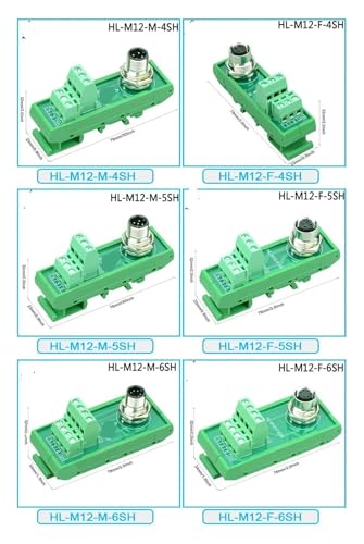 Conector de sensor M12 con brida y terminal de tornillos para montaje en riel DIN 3