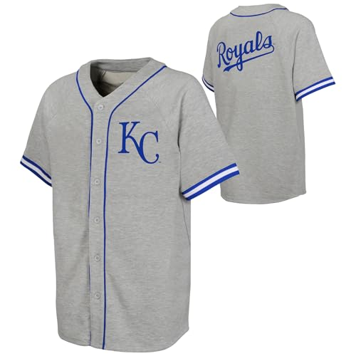 MLB Kids Youth 8-20 Officially Licensed Gray Heritage Classic Team Logo Baseball Jersey - Kansas City Royals - Large 14/16