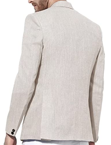 Men's Blue Casual Sport Coat Cotton Linen Blazer Jacket Slim Fit Two Buttons Balzer Jacket 3Xl #TOP2