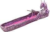 Ebros Gift Magenta Sunset Dragon Guarding Pink Quartz Crystal Quarry River Incense Burner Holder Figurine 10.5' Long Fantasy Mythical Dungeons and Dragons Home Decorative Accent Statue
