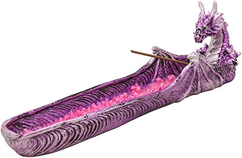 Ebros Gift Magenta Sunset Dragon Guarding Pink Quartz Crystal Quarry River Incense Burner Holder Figurine 10.5" Long Fantasy Mythical Dungeons And Dragons Home Decorative Accent Statue #TOP5