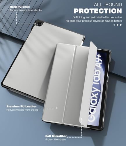 Image of EDNITA Smart Case Cover for Samsung Galaxy Tab A9+ /A9 Plus 11 Inch 2023, Slim Lightweight Stand Hard Back Shell Protective Cover for Galaxy Tab A9+ Tablet (Light Grey)