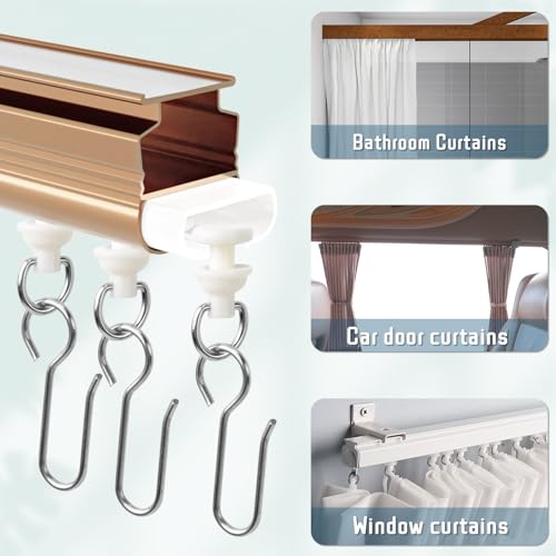 180 PCS Curtain Track Hooks, Plastic Curtain Rail, Rv Shower Curtain Clips, Sliding Curtain Track Hooks for Bendable Curtain Track Pulley (Whtie) by Koceci - Image 6