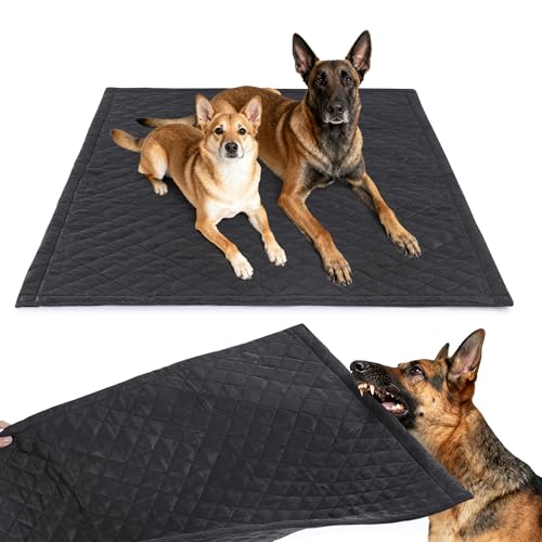 HOMBYS Double-Sided Indestructible Dog Blanket 41"x28", Chew Proof Tear-Resistant and Waterproof Pet Blanket for Aggressive Chewers, Duranble Furniture Protector for Sofa Bed & Crate, Black