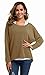 UGET Women's Oversized Baggy Tops Off Shoulder Loose Fitting Pullover Casual Blouse T-Shirt Sweater Long Batwing Sleeve Small Tan
