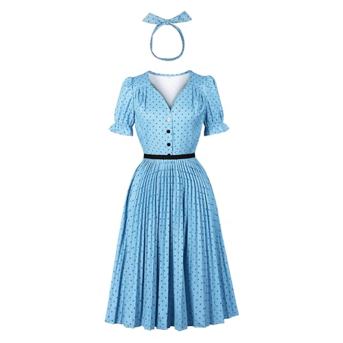 Blue Polka Dot Ruffle Dress
