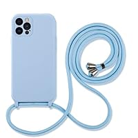 Custodia IPhone 14 Con Collana Regolabile - Cover In Silicone Morbido Con Laccio Tracolla, Antiurto E Antigraffio - Colore Azzurro - Foto 4