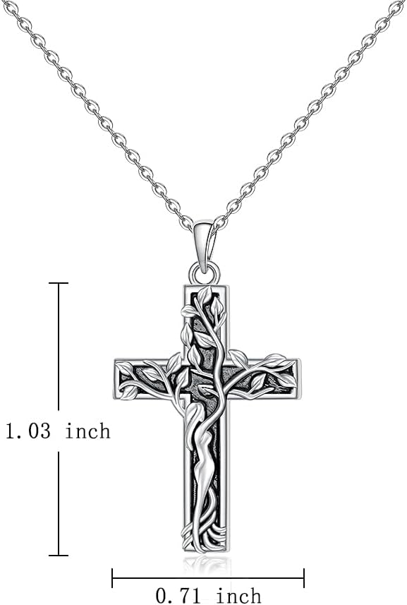 Fenthring Tree of Life Necklace Sterling Silver Cross Necklaces for Women Womens Cross Christmas Abalone Jewelry Birthday Gifts - Image 5