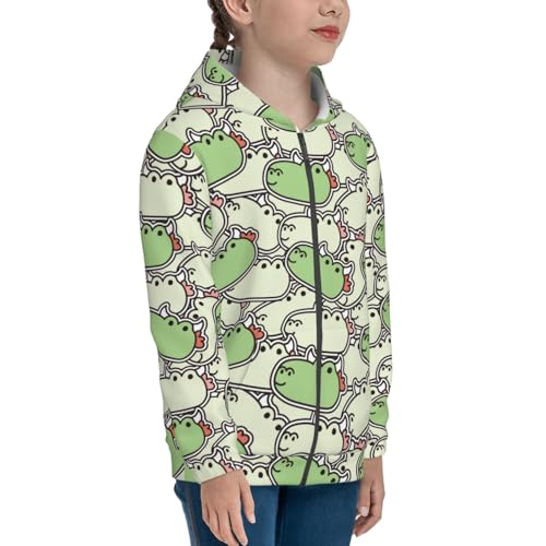 Cute Dragon Head Sticker Kids Pullover Hoodies Boys Zip Up Sweatshirts Girls Athletic Clothes with Pocket4