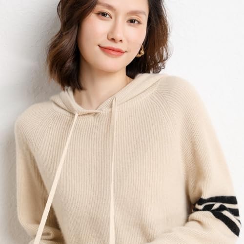 Image of Women's Long Sleeve Hoodie Cashmere and Wool Blend Pullover Tops Sweater