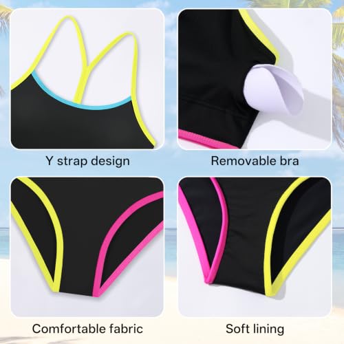Image of Weixinbuy Girls Swimsuits Bikini Set Kids Bathing Suit Bikini Top Bottom 2Pcs Teen Girls' Swimwear Set