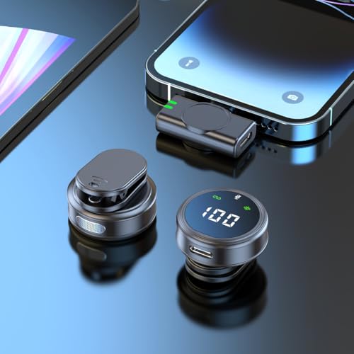 Image of Wireless Lavalier Microphone for iPhone - iPad, Android Phone Computer, Mini Microphone for Live Streaming, Video Recording, Outdoor or Indoor Interviews, YouTube, TikTok, Vlog (H25)