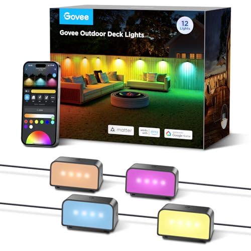Govee Outdoor Zaun Wandleuchte Außen Funktioniert mit Matter und Alexa, RGBWIC Zaunleuchte mit 4000K weißem Licht, Musikmodus und 60 Szenenmodi für Zaun Terrasse Garten Wand, IP65 Wasserdicht,12 Stück Govee Outdoor Zaun Wandleuchte Außen Funktioniert mit Matter und Alexa, RGBWIC Zaunleuchte mit 4000K weißem Licht, Musikmodus und 60 Szenenmodi für Zaun Terrasse Garten Wand, IP65 Wasserdicht,12 Stück