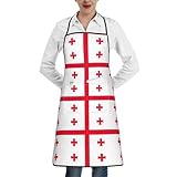 OKFSTY Kochschürze mit georgischer Flagge, wasserdicht, mit Tasche für Erwachsene, stilvoll bedruckte Küchenschürzen mit langen Bändern, für Damen und Herren