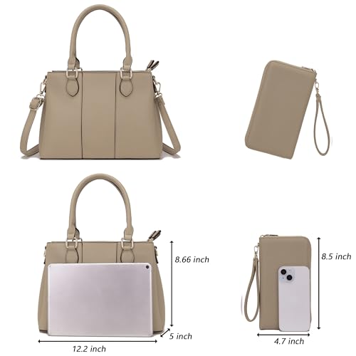 Image of Qiyuer Purses and Wallet Set for Women Satchel Handbag Tote Bag | 3 Zippered Compartments,Pebble PU leather,Multi-slot design,Everyday commuting