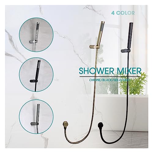Douchette ronde en laiton or brossé chic avec support mural et flexible de douche design