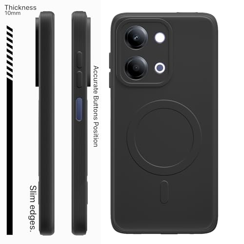 Image of Outlouders Back Cover for Vivo Y11 5G Soft Matte Silicone Cover with Slim Fit | Mag-Safe Logo (Not Mag-Safe Compatible) | Shockproof | Camera Protection Bumper Case (Black)