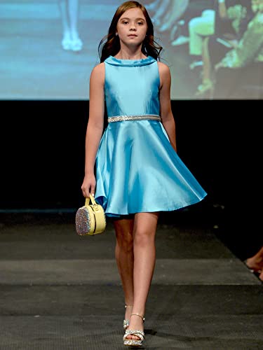 Girls Stain Pageant Interview Dresses Knee Length Suit for Kids Princess Formal Party Dress PT0072