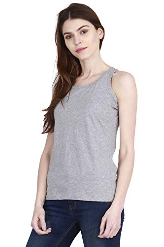 Image of FLEXIMAA Women's Cotton Plain Round Neck Sleeveless T-Shirt