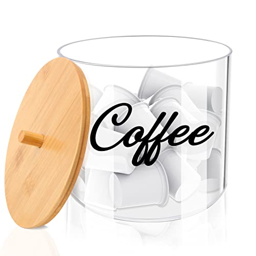 Comparison: Best Keurig And Nespresso Pod Holder 10 homicozy Coffee Pod Holder with Bamboo Lid, Large Capacity 80-Ounce Clear Countertop Storage for Coffee Capsules, K Cup Organizer for Keurig/Nespresso, coffee filter holder, Coffee Bar Accessories