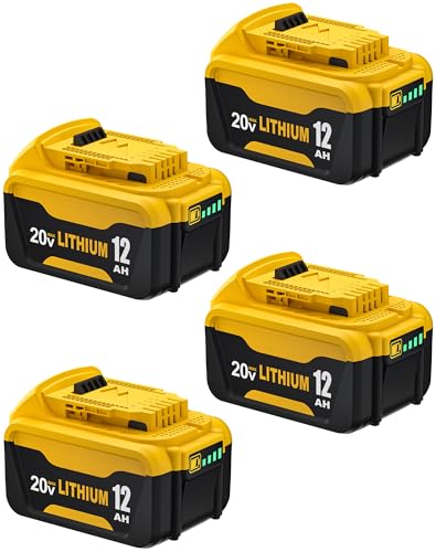 Image of 4Pack 12.0Ah Battery Replacement for Dewalt 20V MAX Battery DCB205 DCB208 DCB210 Compatible with Dewalt 20 Volt Lithium-Ion Batteries Cordless Power Tools
