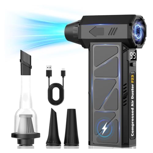AOTONOK Elektrisches Staubgebläse 2-in-1, Druckluftspray Elektrisch,USB-C | Gebläse Akku mit 150 000 U/min, Saugfunktion, 4 Stufen, LED-Licht, Akkuanzeige, Air Duster für PC, Tastatur, Laptop und Auto