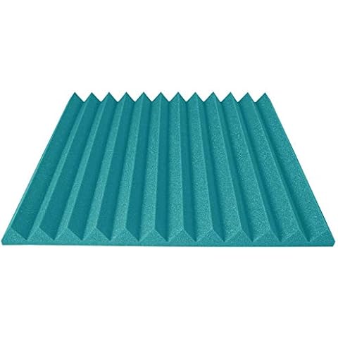 Acoustic Foam Panels 24x24 Inch 12 Pack, 48 Square Feet, Used For Recording Studio Sound Reduction, Wedge Style Soundproofing Tiles, 48 Sq Ft (2 Inch Thick, Teal) Cover