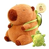 Wonfirang Capybara Plush with Turtle Backpack, 12' Kawaii Capybara Doll Stuffed Birthday Gifts Party Decoration, Cute Plush Toy for Girls Cartoon Fans