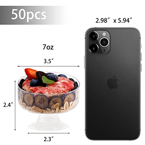 Supernal 7Oz Clear Dessert Cups,60 Pack Plastic Dessert Cups Serves 60 Guests,Ice Cream Cups Disposable,Clear Plastic Appetizer Cups Peferct For Desserts Cocktails Fruit Parfait Trifle Mousse Pudding #TOP1