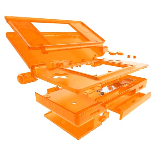 Image of eXtremeRate Clear Orange Replacement Full Housing Shell for Nintendo DS Lite, Custom Handheld Console Case Cover with Buttons, Screen Lens for Nintendo DS Lite NDSL - Console NOT Included