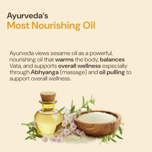 Image of Maharishi Ayurveda Sesame Oil (Til Oil) - Natural Cold-Pressed from White Til Seeds | Pure Edible Oil for Cooking, Skin & Massage | Rich in Omega 3 & 6, Healthy & Chemical-Free 1000 ML