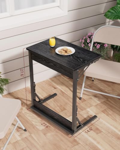 Image of Evermagin Folding TV Tray, Small C-Shaped TV Dinner Tray Table, Slide Under Couch Side Table for Recliner, Living Room, Bedroom, Black