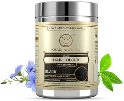 Khadi Natural Black Henna Powder | Herbal Hair Colour Powder for Natural Grey Coverage | Helps Enhance Hair Colour & Improve Hair Texture | Gentle Herbal Hair Care Formula | Suitable for Men & Women | All Hair Types | 150g