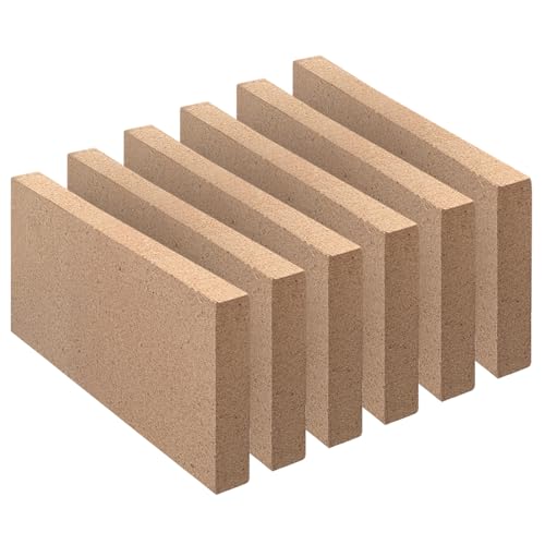 Firebricks, Food Grade Clay fire Bricks, 3000F Size 9″ x 4-1/2″ x 3/4″, Insulating 0.75" Thick Clay Firebricks Replacement for Wood Stoves, Fireplaces, Fire Pit, Kiln, Pizza Oven, 6 Pack