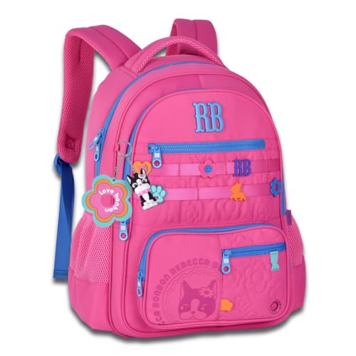 Mochila de Costas Rebecca Bonbon Flower Power RB26231 Grande Soft Juvenil Bolso Antifurto (Rosa)