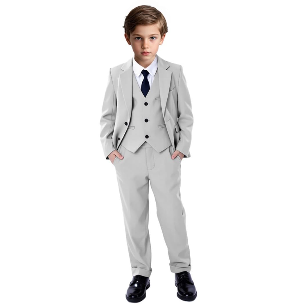 Jungen Anzug 3 Stück Jungen Anzug Jungen Smoking Anzug Verstellbare Taille für Kleinkind Teenager Junge Kommunion Hochzeit Kinder Anzug