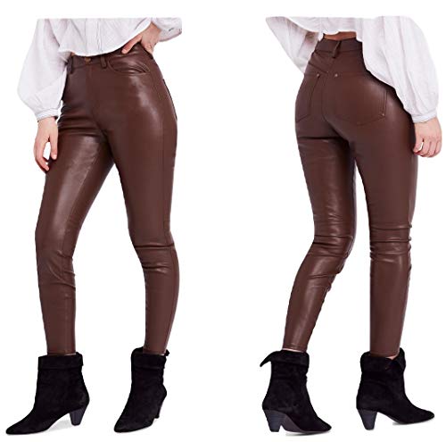 Free People Womens Brown Vegan Leather Ankle Casual Pants 26 Waist