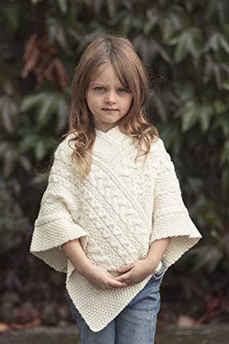 Image of Aran Crafts Kid's Irish Cable Knitted Soft Cape Poncho (100% Merino Wool)