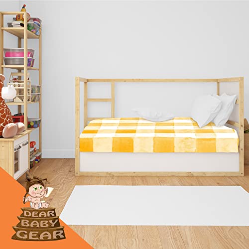 Image of Dear Baby Gear Deluxe Baby Crib Sheet - Cotton Polyester Infant Sheets - Soft Machine-Washable Crib Mattress Cover - Newborn Nursery Bedsheet - Watercolor Yellow Mustard Plaid Print, 52 inchx28 inchx10 inch