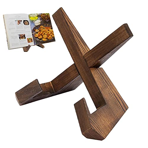 Rianpesn Wooden Cookbook Holder, Recipe Book Stand, Adjustable Angle, Multipurpose Book Stand for Desk, Bed, Kitchen