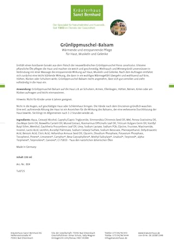 Sanct Bernhard Grünlippmuschel-Balsam 150 ml