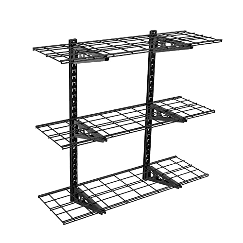 Fleximounts 3-Tier 1X3Ft Garage Storage Wall Shelving 12-Inch-By-36-Inch Per Shelf Height Adjustable Floating Shelves (Black) #TOP27