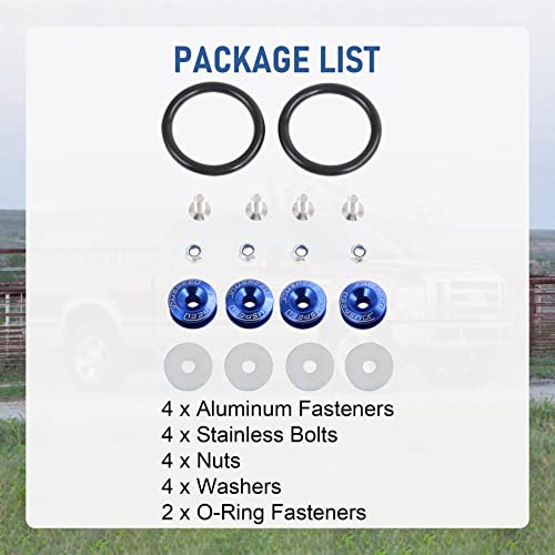 Jdmspeed Blue Universal Cnc Billet Bumper Trunk Quick Release Fastener Kit #TOP4