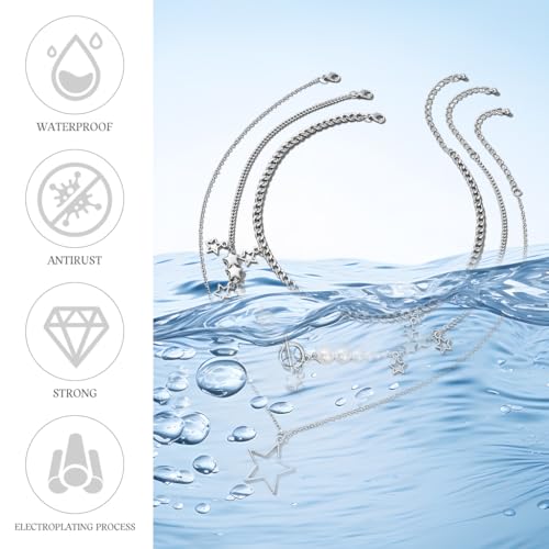 Image of SANNIDHI Pearl Necklace for Women Girls Gothic Rose Cross Pendant Chain Layered Necklace Stainless Steel Beads Choker Necklace Punk Aesthetic Necklace Jewellery Gifts for Women, Girls