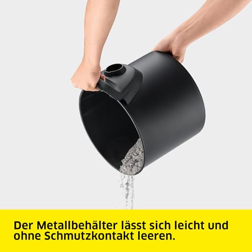 Kärcher Aschesauger AD 2 , Nennleistungsaufnahme: 1000 W, Metallbehälter: 14 l, Saugschlauch: 1,2 m, integrierte Filterabreinigung, Flachfaltenfilter, Metall-Grobschmutzfilter