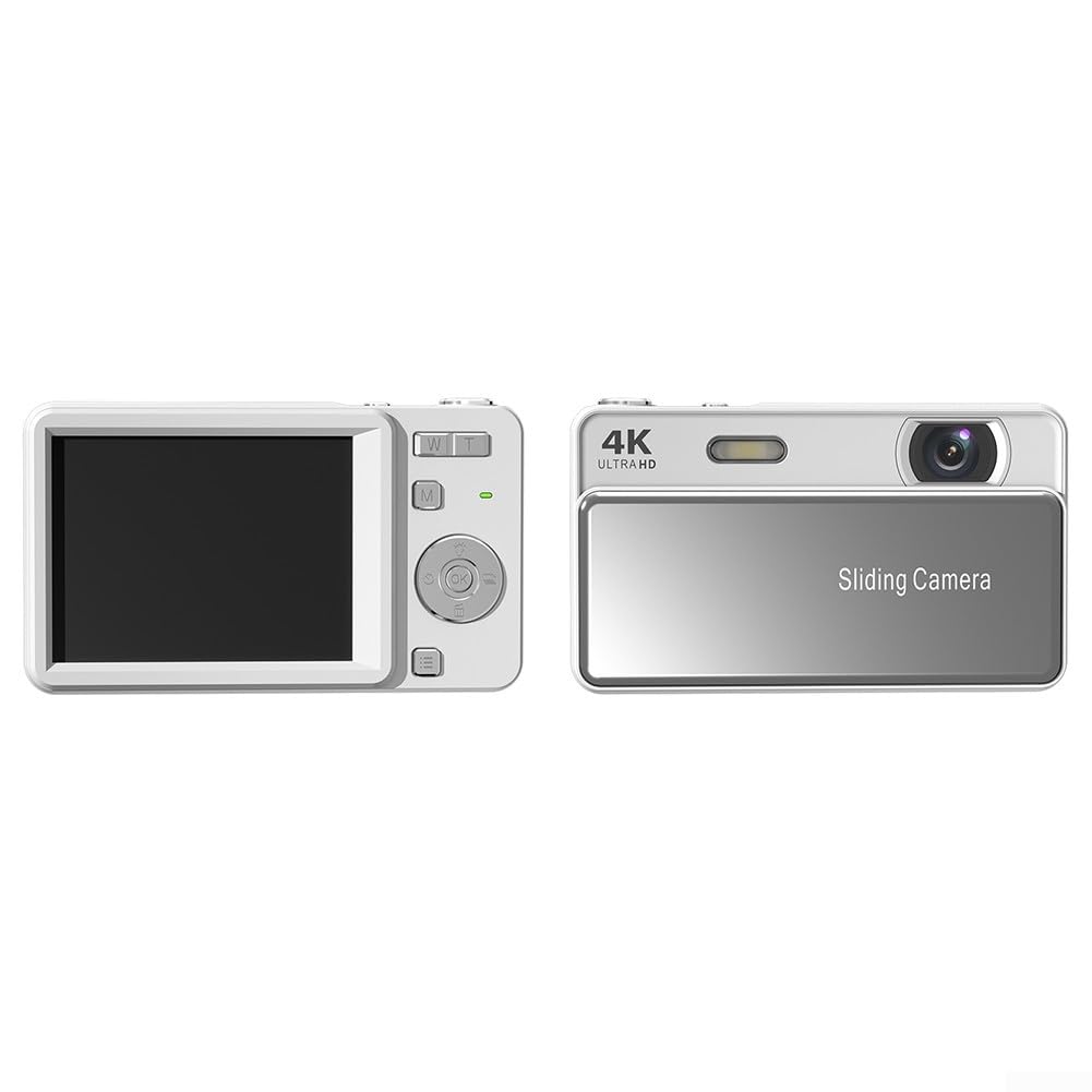 Przenośna kamera cyfrowa 4K, 64 MP, 16-krotny zoom, stabilizacja obrazu, typ C, przenośna kamera fotograficzna do vlogowania, dla dzieci, nastolatków (biały + 32G)