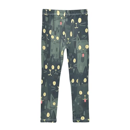 Toddler Girls Leggings Printed Yoga Pants Leggings Black Grey Cats for Kids2