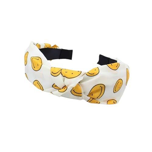 2個 洗顔ヘッドバンド ファッション クロス 無地 結び目 ヘッドバンド 女性 気質 ヘッドバンド バックル ヘッドバンド ヘアアクセサリー(Smiley face beige)